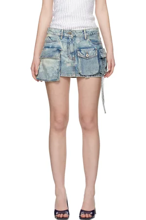 The Attico Blue Fay Denim Miniskirt