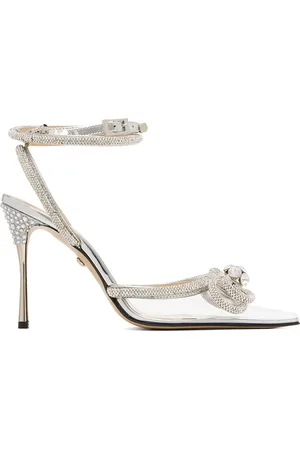 Mach & Mach Silver Double Bow High Heels