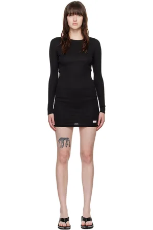 Alexander Wang Black Logo Patch Long Sleeve Minidress
