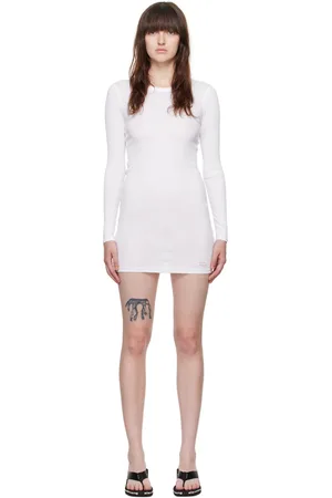 Alexander Wang White Logo Patch Long Sleeve Minidress