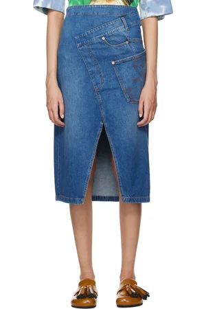 J.W.Anderson Blue Twisted Denim Midi Skirt