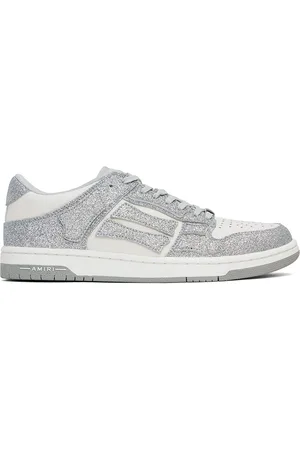 AMIRI White & Silver Shimmer Skel Top Low Sneakers
