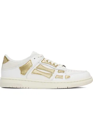 AMIRI White & Gold Metallic Skel Top Low Sneakers