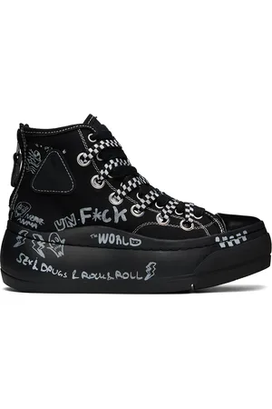 R13 Black Double Grommet Kurt High Top Sneakers