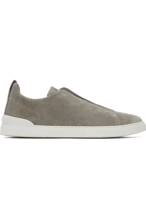 Ermenegildo Zegna Gray Suede Triple Stitch Sneakers