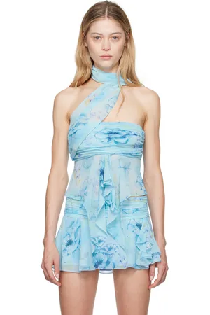 DANIELLE GUIZIO Blue Wrap Around Tank Top