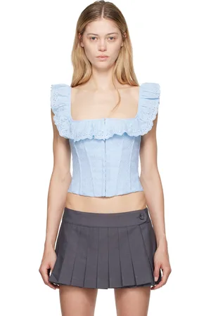 DANIELLE GUIZIO Blue Bettina Corset Tank Top