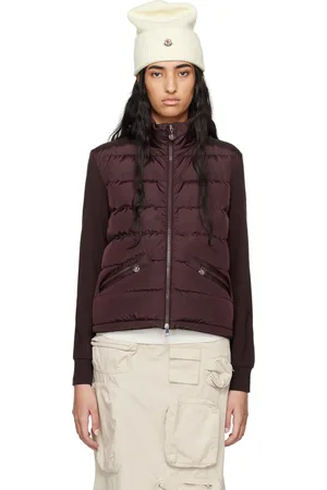 Moncler Burgundy Paneled Down Cardigan