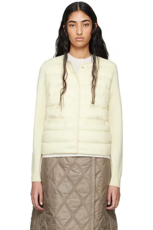 Moncler White Paneled Down Cardigan