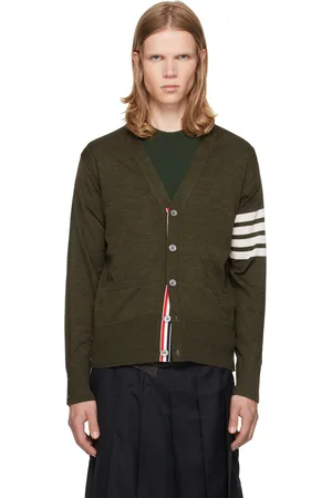 Thom Browne Khaki 4-Bar Cardigan
