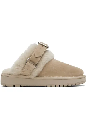 Burberry Beige Suede & Shearling Chubby Slippers