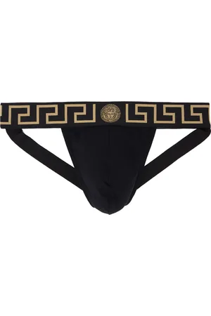 VERSACE Black Greca Border Jockstrap