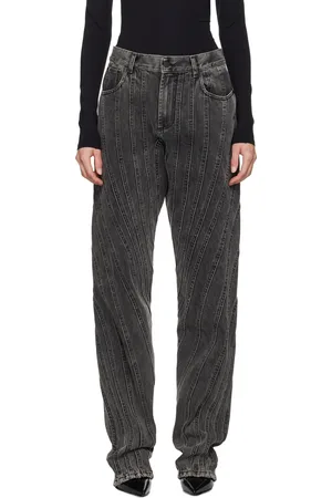 MUGLER Black Washed Spiral Baggy Jeans