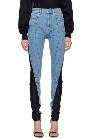 MUGLER Blue Bi-Material Spiral Jeans