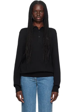 Maison Kitsuné Black Bold Fox Head Long Sleeve Polo