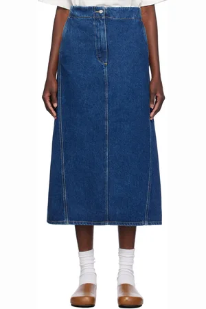 Blue Garner Denim Midi Skirt