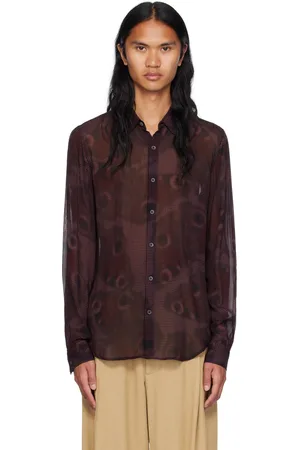 DRIES VAN NOTEN Burgundy Tight Fit Shirt