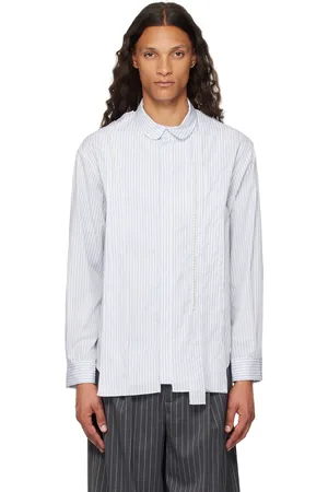 Simone Rocha Blue & White Beaded Inverted Seam Shirt