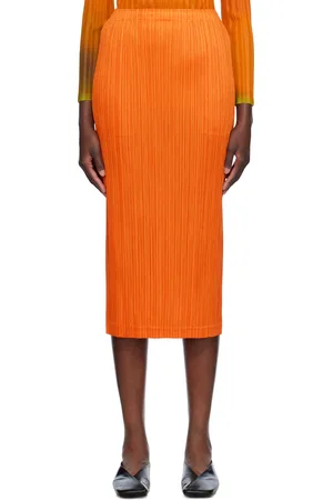 PLEATS PLEASE ISSEY MIYAKE Orange Thicker Bottoms 1 Midi Skirt
