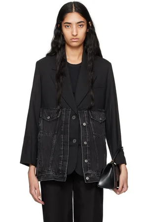 3.1 Phillip Lim Black Oversized Hybrid Denim Blazer
