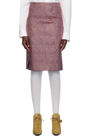 DRIES VAN NOTEN Pink & Black Jacquard Midi Skirt