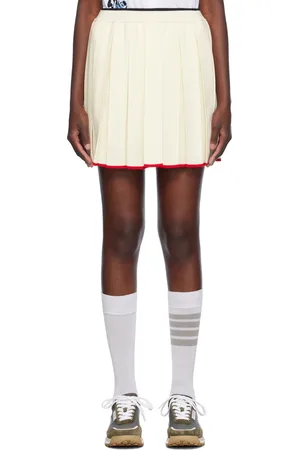Thom Browne Off-White Pleated Miniskirt