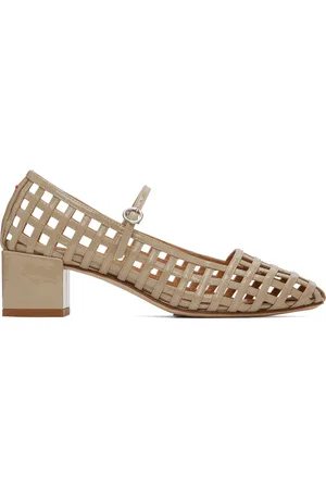 Aeyde Beige Aline Caged Mary-Jane Heels