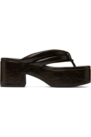DRIES VAN NOTEN Brown Platform Thong Sandals