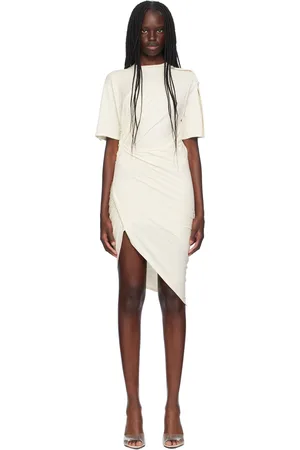 MUGLER Off-White Draped Pierced Minidress