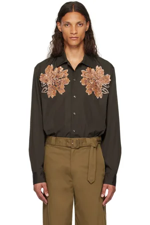 DRIES VAN NOTEN Brown Beaded Shirt