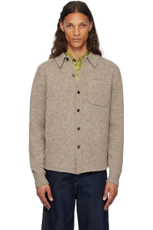 DRIES VAN NOTEN Gray Spread Collar Cardigan