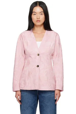 Ganni Pink Curve Sleeve Blazer