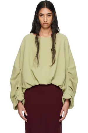 DRIES VAN NOTEN Green Draped Sweater