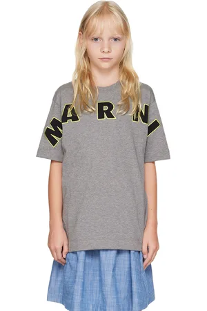 Marni Kids Gray Logo Appliqué T-Shirt