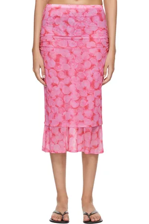 DRIES VAN NOTEN Pink Double Layered Midi Skirt