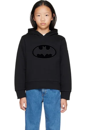 Moncler Kids Black Flocked Batman Logo Hoodie
