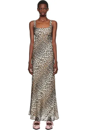 Ganni Brown Printed Maxi Dress
