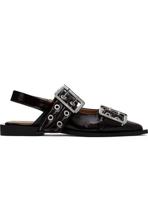 Ganni Burgundy Buckle Ballerina Flats