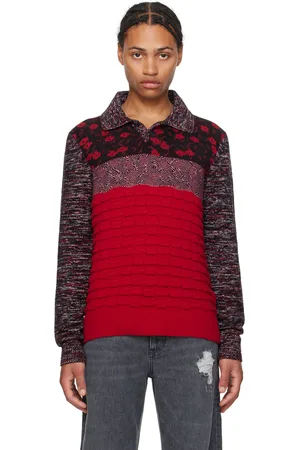 J.W.Anderson Red Multi-Texture Polo