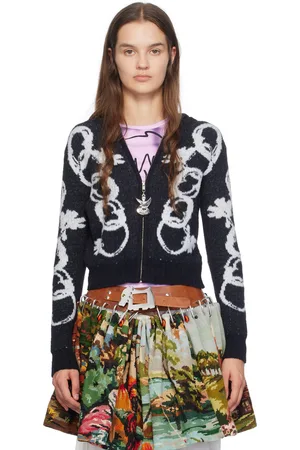 Chopova Lowena Black Chain Link Hooded Cardigan