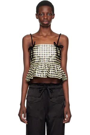 Ganni Yellow Shiny Check Camisole