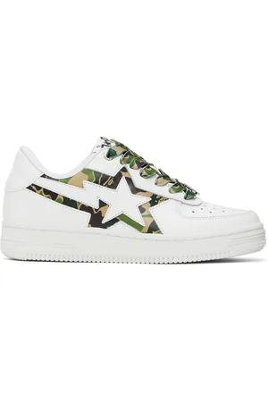 BAPE White & Khaki STA Icon ABC Camo Sneakers