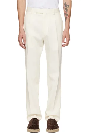 Ermenegildo Zegna Off-White Pleated Trousers