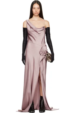 DRIES VAN NOTEN Pink Draped Maxi Dress