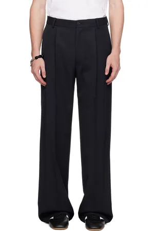 DRIES VAN NOTEN Navy Wool Trousers