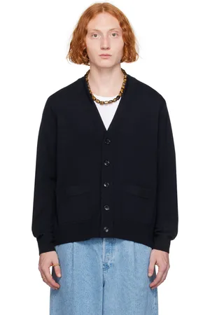 DRIES VAN NOTEN Navy Merino Wool Cardigan