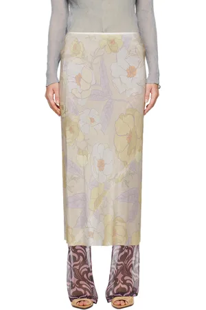 DRIES VAN NOTEN Off-White Printed Midi Skirt