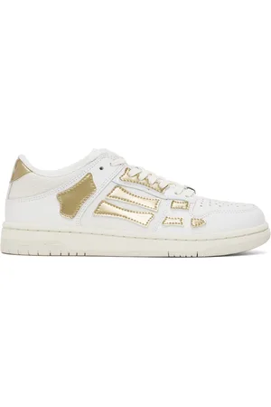 AMIRI White & Gold Metallic Skel Top Low Sneakers