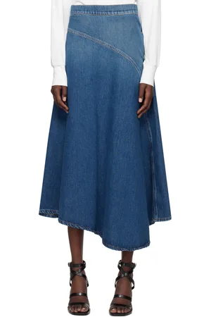 Max Mara Blue Full Denim Midi Skirt