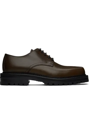 DRIES VAN NOTEN Khaki Leather Derbys